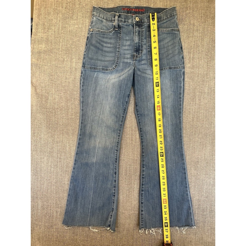 Lucky Brand Stevie High Rise Flare Jeans Women's 10/30 Light Wash Raw Hem - Picture 7 of 15